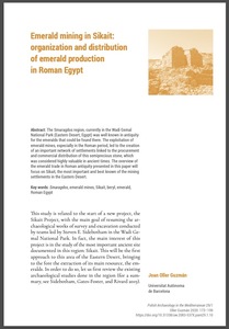 Emerald mining in Sikait: Organization and distribution of emerald production in Roman Egypt